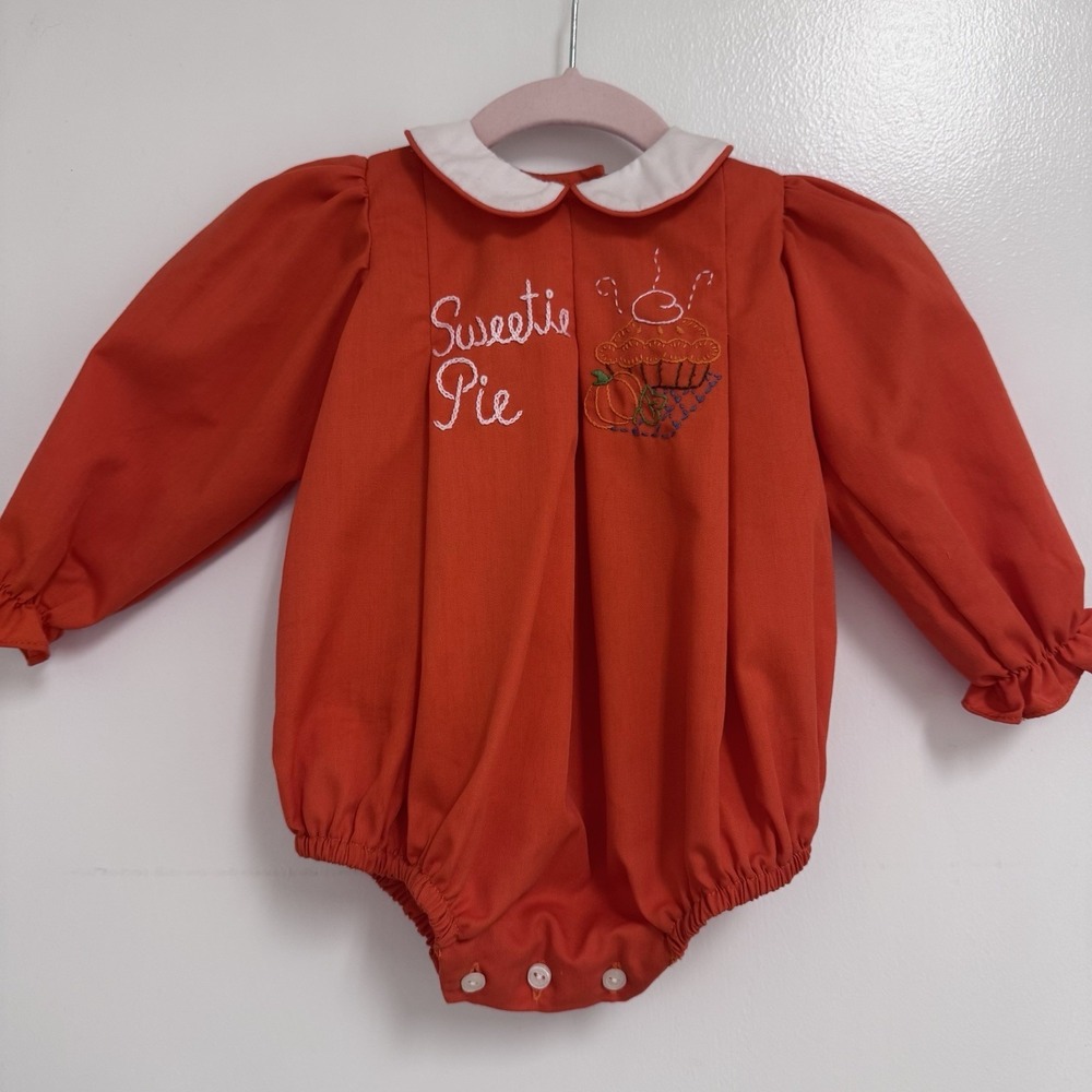 The Proper Peony "Sweetie Pie" Embroidered Girls Bubble Romper Size 6 Months
